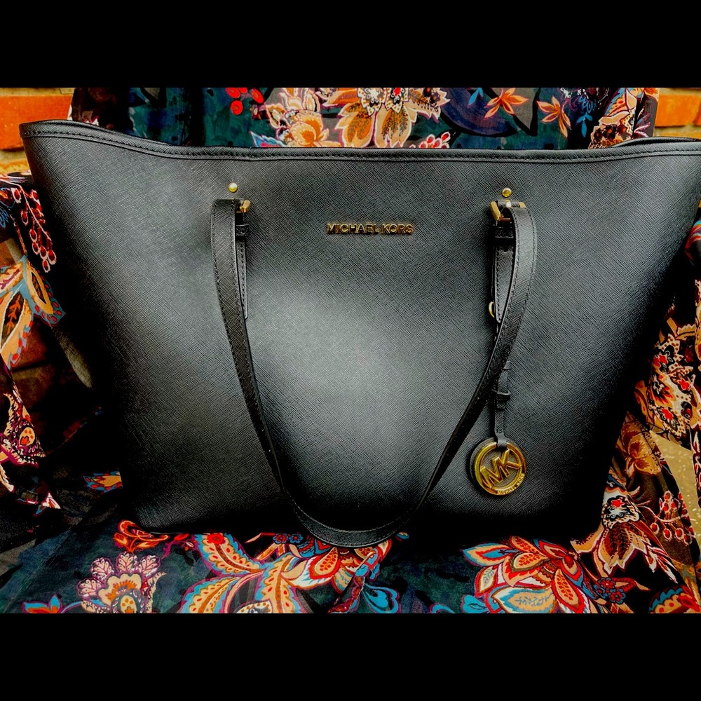 Genuine Michael Kors black Saffiano tote